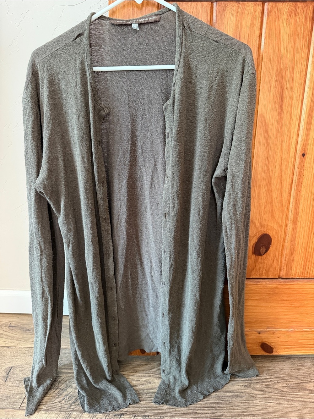 J. Morgan Puett Handmade Clothes Olive Green Button Front Cardigan Fit M AS IS
